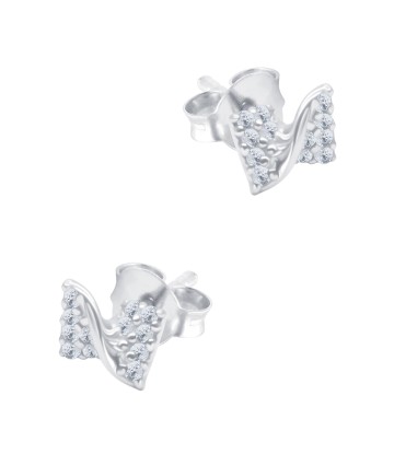 Pretty Bow Shaped CZ Silver Stud Earring STS-6673